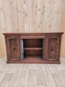 Vintage Moroccan Rustic Reclaimed Wood Media Cabinet