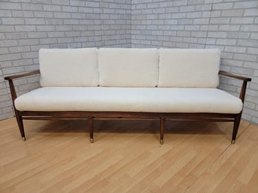 Mid Century Modern Danish Walnut Frame Sofa by Ib Kofod-Larsen Newly Upholstered