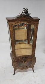 Antique French Vernis Martin Hand Painted Ormolu Mounted Bombe Display Vitrine Cabinet