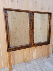 Mid Century Modern Brutalist Framed Double Mirror by Lane Pueblo Collection