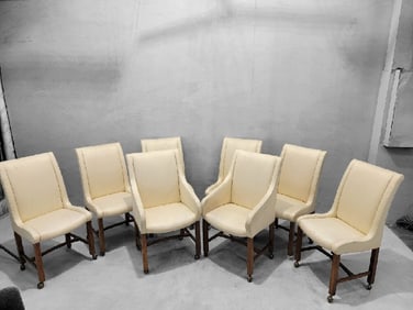 Art Deco Dining Chairs on Casters by Baker Furniture Company - Set of 8