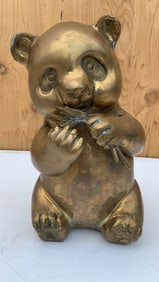 Mid Century Modern Brass Panda Statue Figurine