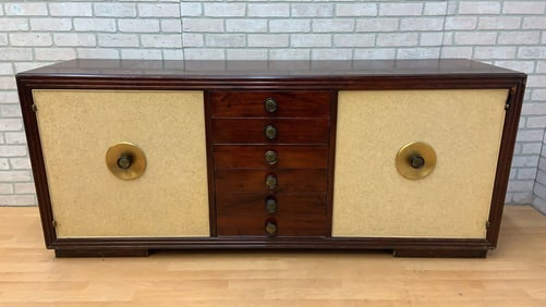 Art Deco Paul Frankl for Johnson Furniture Style Mahogany & Cork Sideboard