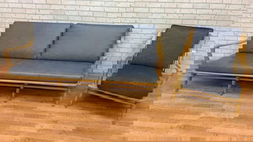 Mid Century Modern Heywood Wakefield Aristocraft Sofa & Armchair Newly Reupholstered - 2 Piece Set