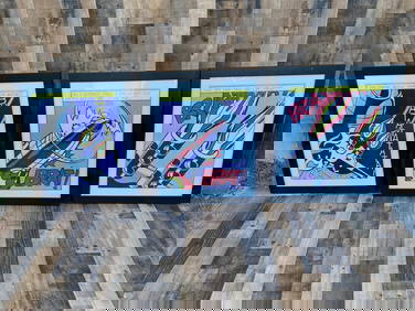 Vintage Framed Roy Lichtenstein Lithograph Triptych "As I Opened Fire" Prints, Stedelijk Museum - (1 of 10)