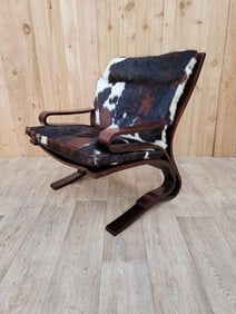 Mid Century Modern Danish Rosewood Siesta Lounge Chair for Westnofa Newly Upholstered in Cowhide