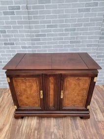 Hollywood Regency Chinoiserie Flip Top Server/Dry Bar Cabinet