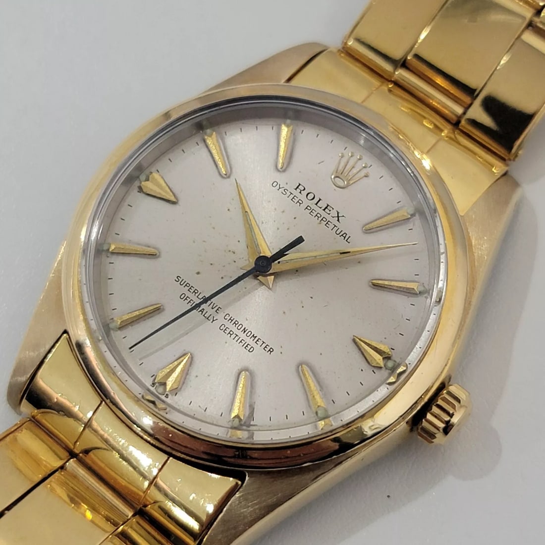 Mens Rolex Oyster Perpetual 1014 w Paper 1960s 34mm Auto Gold Capp Vintage RA236: Title:Mens Rolex Oyster Perpetual 1014 w Paper 1960s 34mm Auto Gold Capp Vintage RA236 Description:Iconic classic, Men's Rolex Oyster Perpetual Ref.1014 gold-capped automatic, Rolex's "Golden Egg", c.