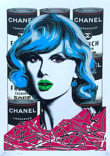 Death NYC Taylor Swift Chanel: Title: Death NYC Taylor Swift Chanel Date/Period: 21st Century Materials: Giclee on Fine art 300 gsm paper Size: 17 3/4 x 12 1/2 inches Artist: Death NYC, limited edition giclee on paper, out of eddit