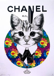 Death NYC Chanel Cat: Title: Death NYC Chanel Cat Date/Period: 21st Century Materials: Giclee on Fine art 300 gsm paper Size: 17 3/4 x 12 1/2 inches Artist: Death NYC, limited edition giclee on paper, out of eddition of 10
