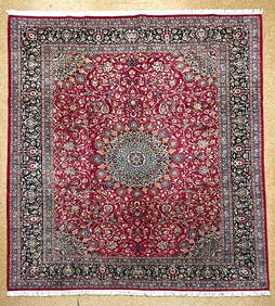 Persian Kashmar Hand Knotted Red Navy Wool Oriental Area Rug Carpet 9'10" x 12'9" (1 of 20)
