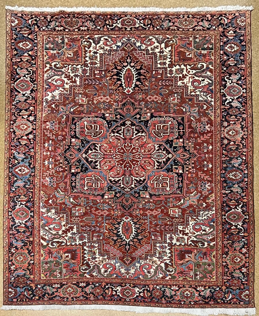 Persian Antique Heriz Serapi Hand Knotted Tribal Red Oriental Wool Area Rug Carpet 9'4" x 13'2": Title: Persian Antique Heriz Serapi Hand Knotted Tribal Red Oriental Wool Area Rug Carpet 9'4" x 13'2" Description: • Rug Number: H201 • Country of Origin: Iran • Style, Design: Pers