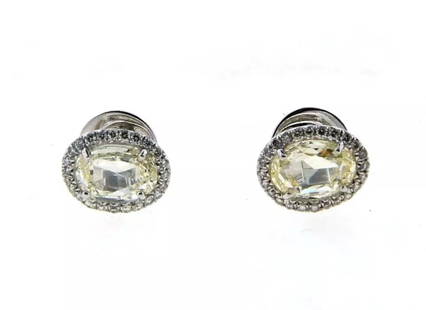 NICE 18k White Gold & Rose Cut & Micro Pave Diamond Earrings Circa 1990!: DK 18k White Gold & Diamond Earrings Unique… Stylish & Classic! A dream of every woman and man & YOU CAN MAKE IT TRUE! This elegant pair of earrings is one of a kind! Reserve: $6,000.00 Shipping: Do