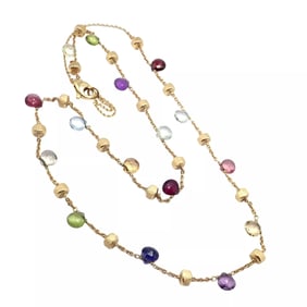 Authentic! Marco Bicego 18k Yellow Gold Multicolor Stones Paradise Necklace