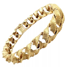 Authentic! Vintage Tiffany & Co 18k Yellow Gold France Ribbon Curb Bracelet 1987