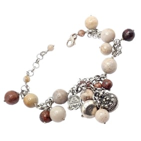 Rare! Vintage Mario Buccellati Silver Tea Time Bead Charm Bracelet