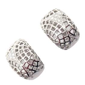 Authentic! Cartier 18k White Gold Diamond Nouvelle Vague Earrings
