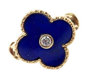 Van Cleef & Arpels Alhambra 18k Yellow Gold Lapis Lazuli Diamond Ring Sz 5.75: Van Cleef & Arpels Alhambra 18k Yellow Gold Lapis Lazuli Diamond Ring Sz 5.75 Van Cleef & Arpels Alhambra 18k Yellow Gold Lapis Lazuli Diamond Ring Sz 5.75 Product Description About This Piece: Metal: