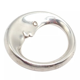 Vintage! Tiffany & Co Sterling Silver Man In The Moon Baby Rattle