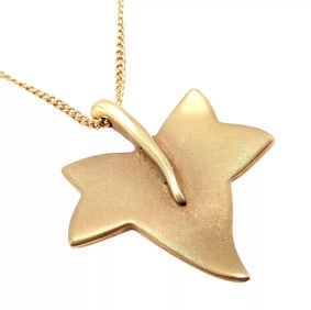 Authentic! Tiffany & Co Cummings 18k Yellow Gold Leaf Pendant Necklace 1980