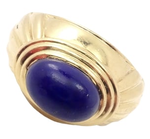 Rare! Authentic Boucheron Paris Jaipur 18k Yellow Gold Lapis Lazuli Ring sz 6.5
