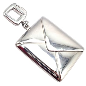 Rare! Louis Vuitton LV 18k White Gold Opening Envelope Letter Charm Pendant