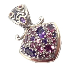 John Hardy JH Silver 18k Yellow Gold Classic Lava Fire Tourmaline Slider Pendant