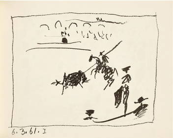 Pablo Picasso I . 6-3-61 Original Lithograph The pick a los toros (1 of 1)