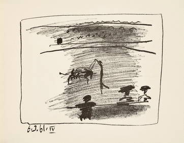 Pablo Picasso IV . 6-3-61 Original Lithograph Banderillas a los toros (1 of 1)