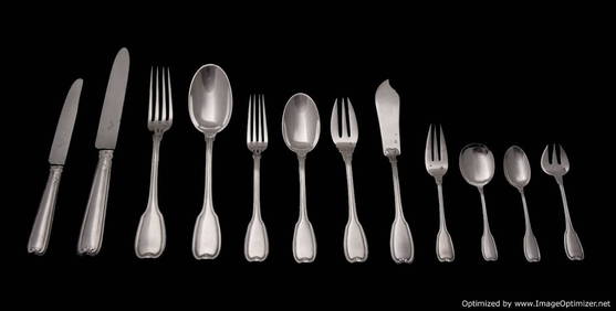 HENIN - MAGNIFICENT 188pc FRENCH STERLING SILVER FLATWARE SET, 1880s, FREE FEDEX (1 of 12)