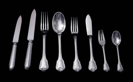 Christofle (Cardeilhac) 88pc. Antique Sterling Silver Flatware Set, Germain Port Royal ! (1 of 10)