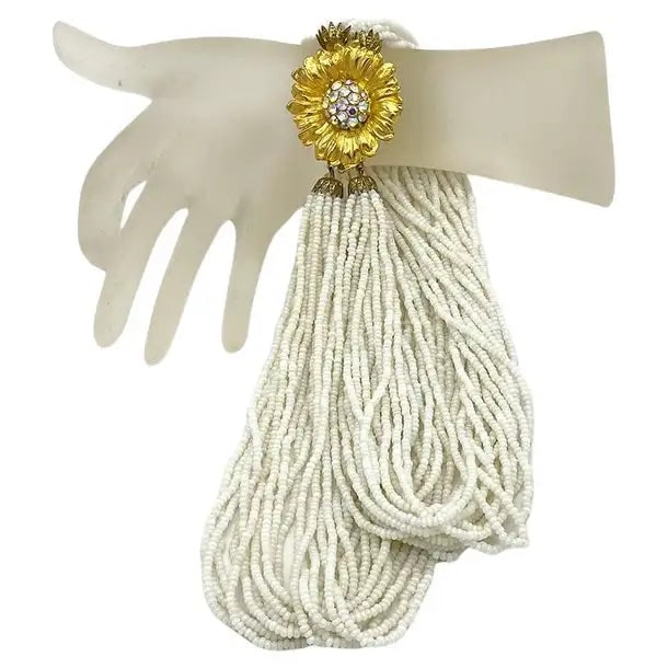 Multi-strand Summer Necklace with Sunflower Clasp (1 of 5)