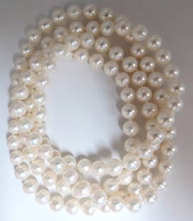 7.3mm Natural Japanese Pearls Endless Necklace / Double Wrap 34inch+: ONLY MAGNIFICENT JEWELS 7.3mm Natural Japanese Pearls Necklace AAA Quality Endless necklace / can be worn as double wrap Necklace: 34 inch long. Free Insured overnight shipping. Reserve: $1,200.00 Shi