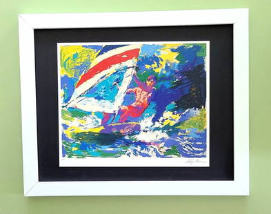 LeRoy Neiman " KITE SAILING " Signed Pop Art Mounted Framed in New 11x14: Beautiful and Scarce Original 1989 Print After Leroy Neiman " KITE SAILING " Signed on the Plate This piece is mounted on a 11 x 14 in. black acid free premium black board. Framed covers an area of 15