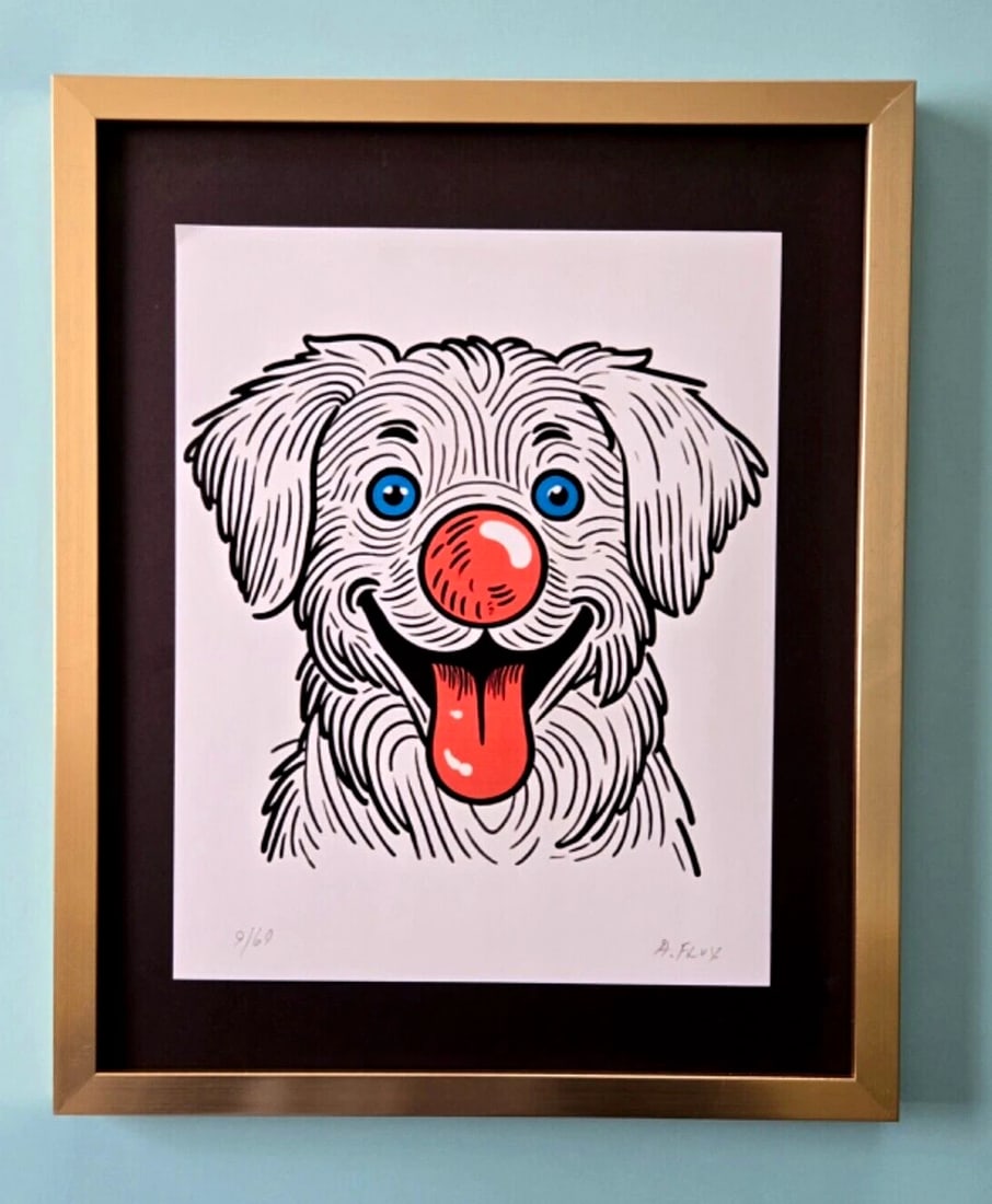 AIDAN FLUX | Hand Signed Authentic LtdED Print Framed A Dog Named Happiness COA (1 of 3)