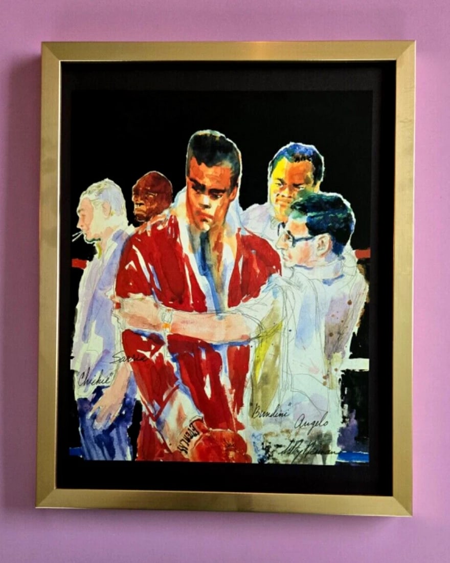 LEROY NEIMAN + MUHAMMAD ALI BOX TEAM + 1970'S + PLATE SIGNED PRINT + FRAMED W (1 of 2)