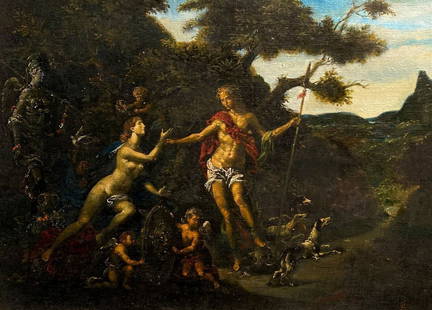 Oil painting Venus and Adonis Litvinov Oleg Arkad'yevich: Litv 421 *** ABOUT THIS PAINTING *** * TITLE: "Venus and Adonis" * ARTISTS: Litvinov Oleg Arkad'yevich * SIZE: 49.5x68 cm/'19.48x26.77 inches' * MEDIUM: oil, canvas * HAND PAINTED: Original painting f