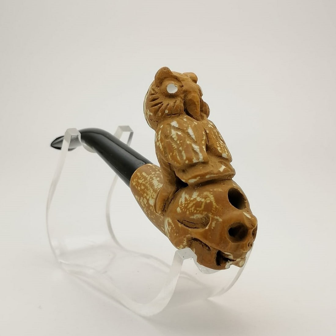 Owl on the Skull,Hand carved Meerschaum Cigarette Holder. (1 of 7)