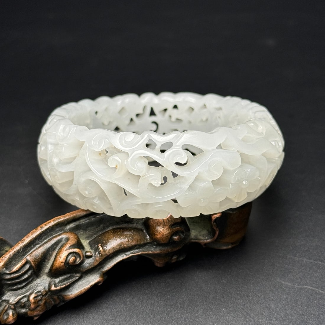 Openwork Inside Diameter 57mm Chinese Hetian Jade Bracelet (1 of 9)