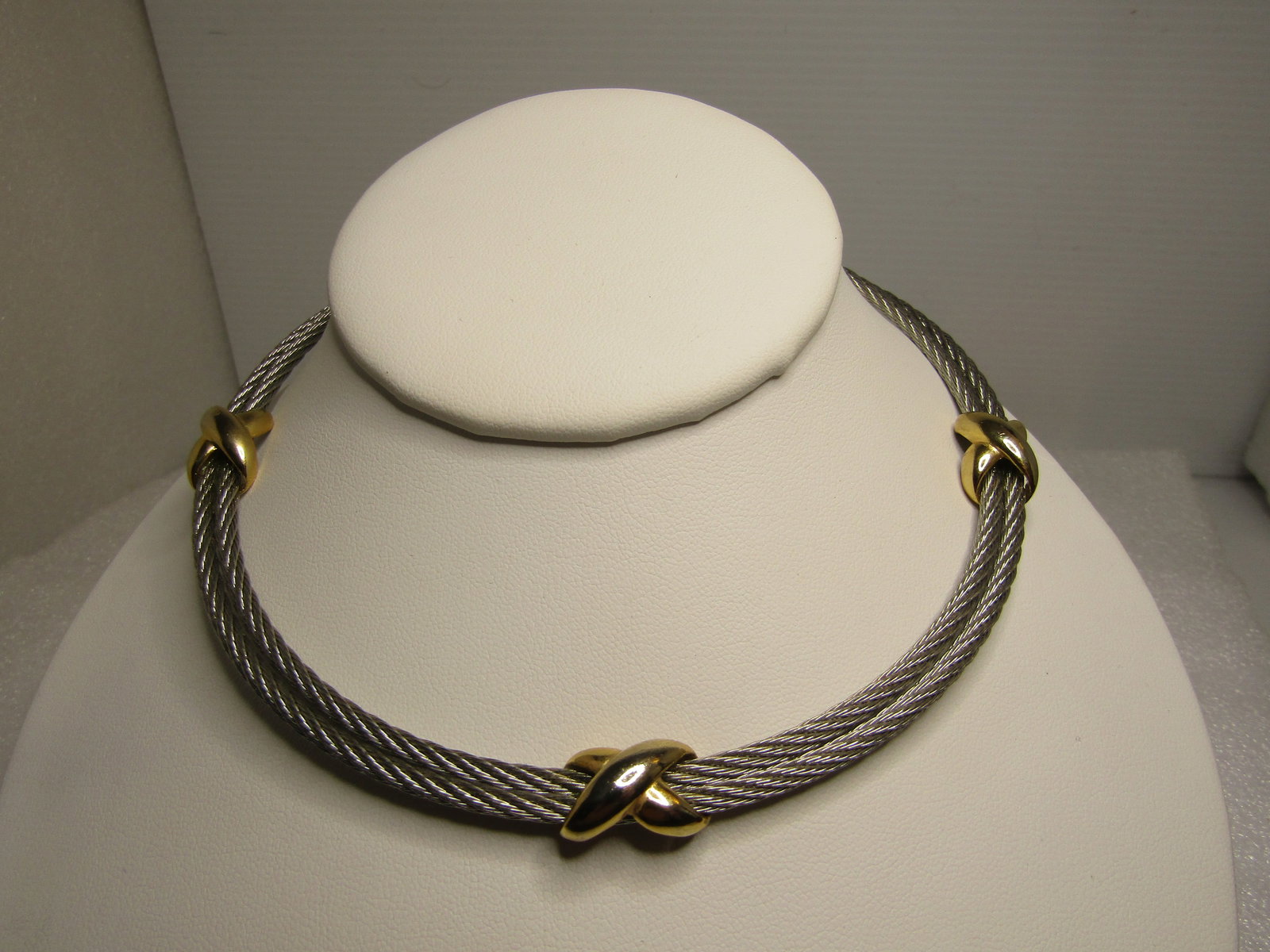 Vintage Cuff Collar Two-Tone Choker Necklace, 1980's-1990's (1 of 8)