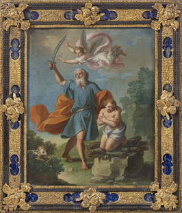 17TH CENTURY - "THE SACRIFICE OF ABRAHAM" - OIL ON COPPER - ITALIAN SCHOOL: Title: 17TH CENTURY - "THE SACRIFICE OF ABRAHAM" - OIL ON COPPER - ITALIAN SCHOOL Date Period: 17th century Materials: Wood, Copper Dimensions: 42x34 cm | 16,54x13,39 inches Description: "Abraham's Sa