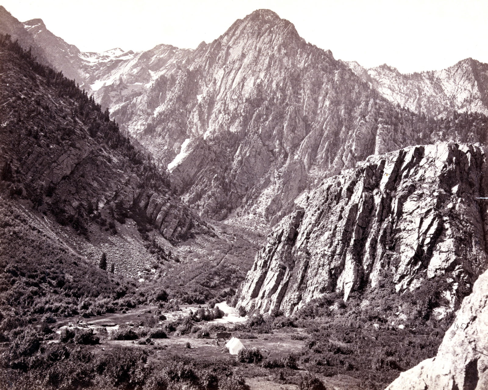 Big Cottonwood Canyon, Utah: Title: Big Cottonwood Canyon, Utah Artist/Source: Timothy H. O'Sullivan Original Date: UNKNOWN Dimensions: 8X10 Description: || UNITED STATES SHIPPING ONLY! || This lot is a Dye Based Photolithograph 