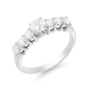 1.25 CTS TW CERTIFIED DIAMONDS 14K WHITE GOLD DESIGNER 7 STONE RING SIZE 7.5