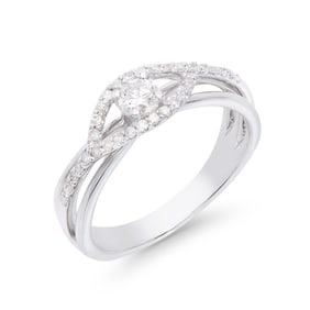 0.40 CTS TW CERTIFIED DIAMONDS 14K WHITE GOLD DESIGNER RING SIZE 7.5