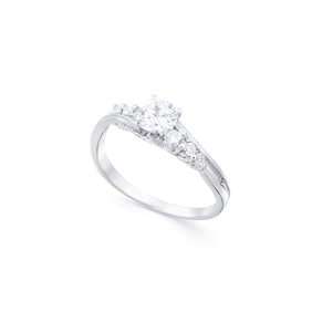 0.40 CTS TW CERTIFIED DIAMONDS 14K WHITE GOLD DESIGNER RING SIZE 7.5