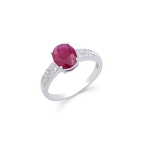 2.25 CTS CERTIFIED DIAMONDS & AFRICAN RUBY 14K WHITE GOLD DESIGNER RING SIZE 7.5
