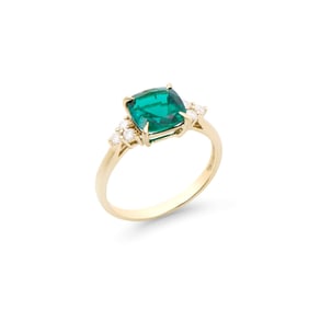 2.11 TCW Certified Lab Grown Diamonds & Emerald 14K YG Designer Ring