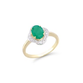 1.40 CTS CERTIFIED DIAMONDS & BRASIL EMERALDS 14 K YELLOW GOLD DESIGNER RING SIZE 7.5