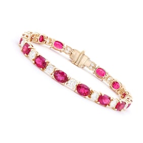 19.05 TCW Certified Lab Grown Ruby & Diamonds 14k YG Designer Bracelet
