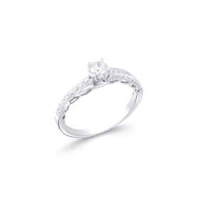 0.50 CTS TW CERTIFIED DIAMONDS 14K WHITE GOLD DESIGNER RING SIZE 7.5